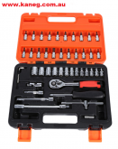46 piece mini Tool set with 6 point Sockets, Hex and Torx Keys and Screwdriver bits