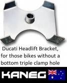 Ducati 749, 999, 848, 1098 Headlift Bracket for use with the Kaneg Headlift Stands. Post included.